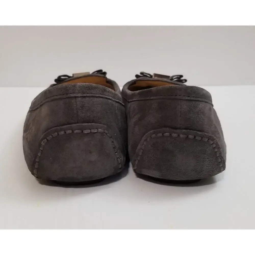 Michael Kors Women's Suede Flats Moccasins Gray Casual Caroline Size 8.5 M EUC